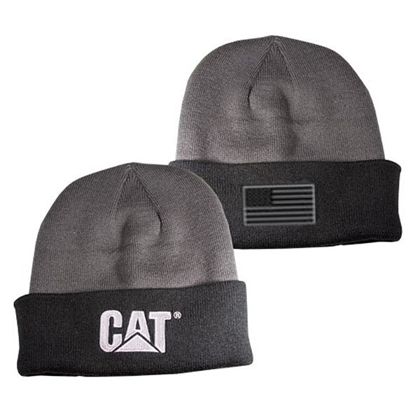Black Beanie with Grey Flag Patch