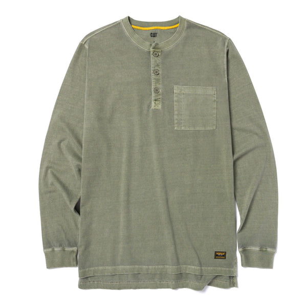 Camiseta Henley de manga larga teñida con pigmentos
