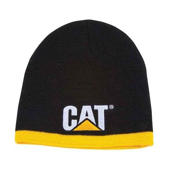 Black Knit Beanie w/Yellow Stripes