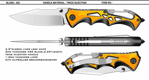 7" 3/4 Pocket Knife with Glass Breaker