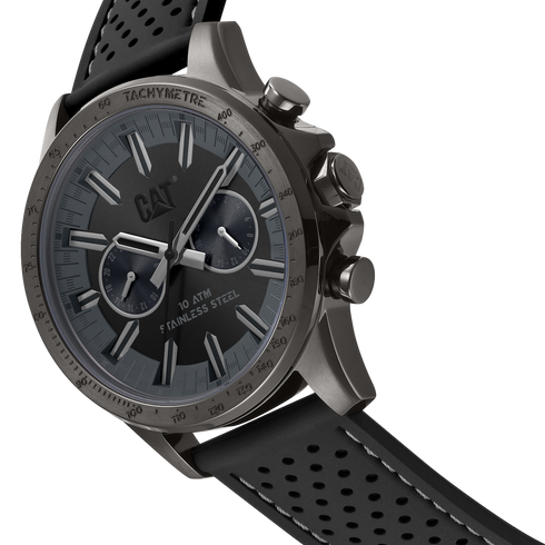 Reloj multiusos Boston con esfera negra y correa de silicona negra