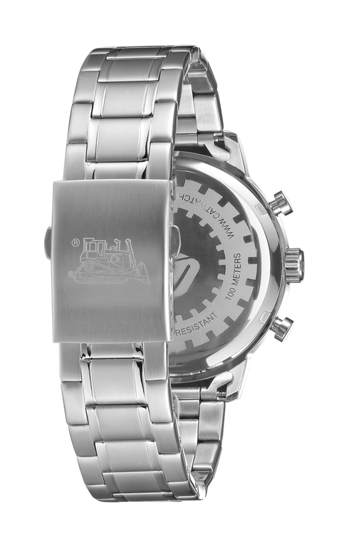 Reloj de vela con esfera negra y acero inoxidable con correa de acero inoxidable