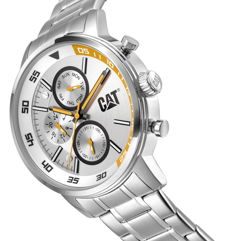 Reloj de vela con esfera plateada y acero inoxidable con correa de acero inoxidable