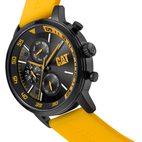 Reloj de vela con esfera amarilla de acero inoxidable y correa de silicona