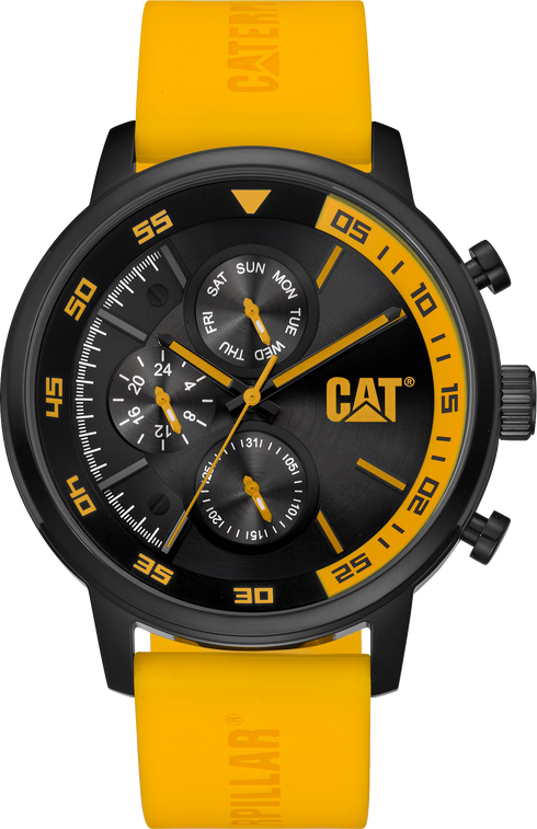 Reloj de vela con esfera amarilla de acero inoxidable y correa de silicona