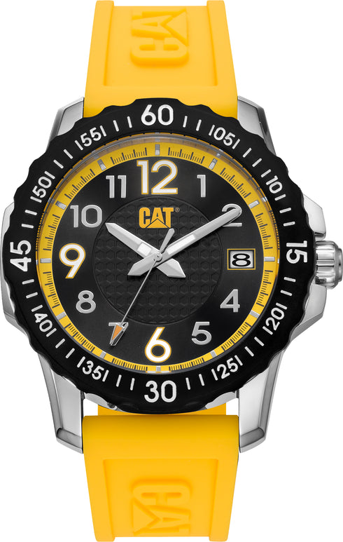 Reloj Downforce con esfera negra y correa de silicona amarilla