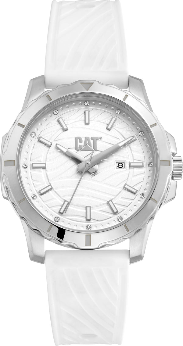 Women's Downforce Watch Silver Dial w/White Silicone Strap
