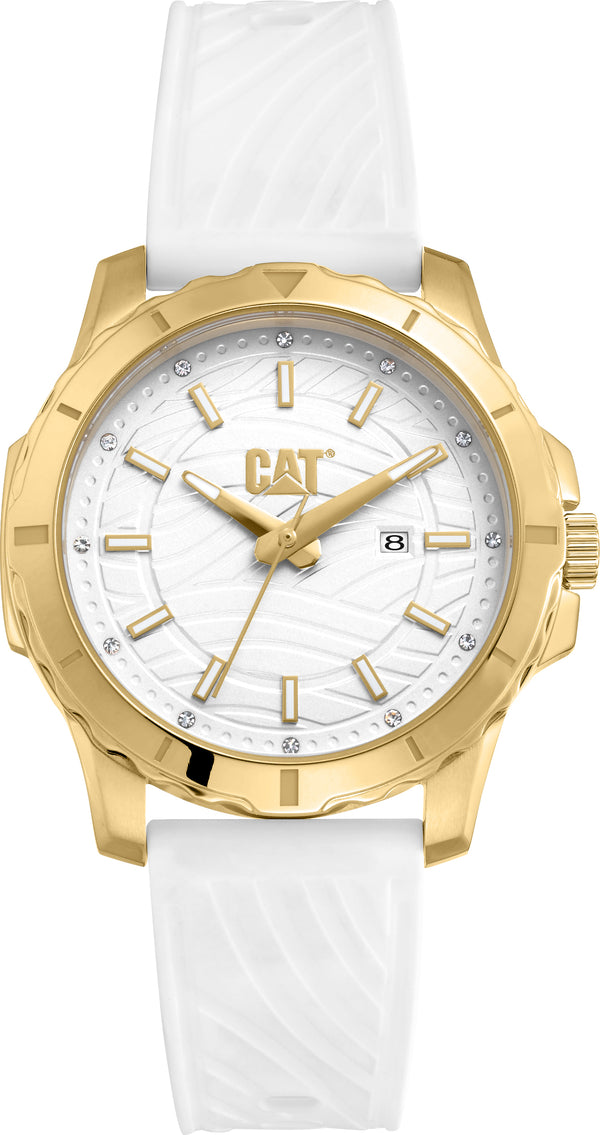 Women's Downforce Watch Gold Dial w/White Silicone Strap