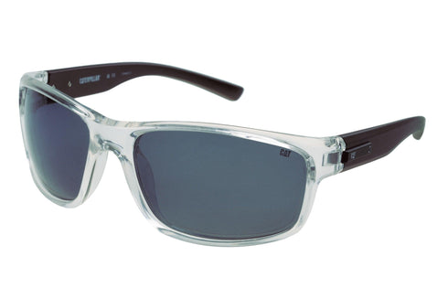 Metal Plaque Sunglasses Clear Crystal w/Smoke Lens