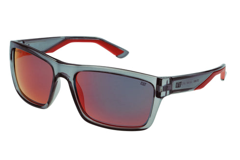 Square Sport Sunglasses Matte Grey w/Red Mirror Lens