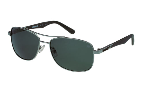 Metal Aviator XL Sunglasses Matte Silver w/Solid Green Lens