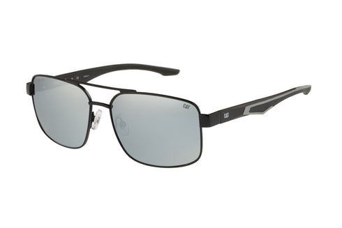 Metal Aviator Sunglasses Matte Black w/Silver Flash Lens