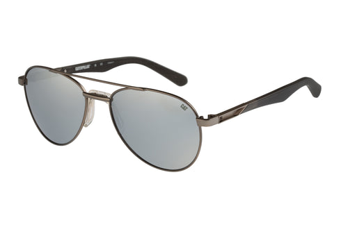 Gafas de sol clásicas de aviador en gris mate con lente plateada brillante