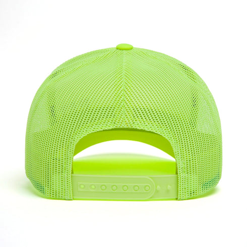 A high-visibility Yellow Trucker Hat with Neon Mesh