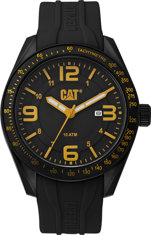 Reloj Oceania con esfera negra y amarilla y correa de silicona