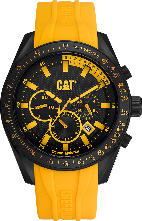Oceania Multi Watch Black Dial w/Yellow Silicone Strap