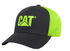 A black and neon green mesh cap with the 'CAT' logo embroidered on the front