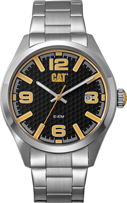 Reloj H-Dial con esfera negra y amarilla y correa de acero inoxidable