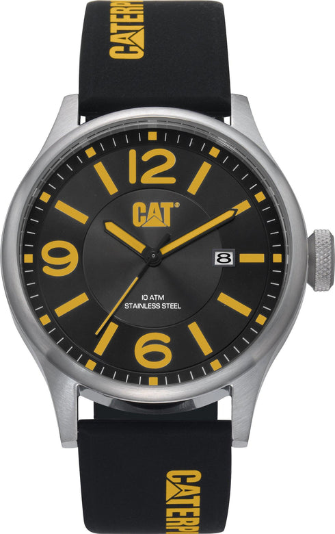 Reloj Diam con esfera negra y amarilla y correa de silicona