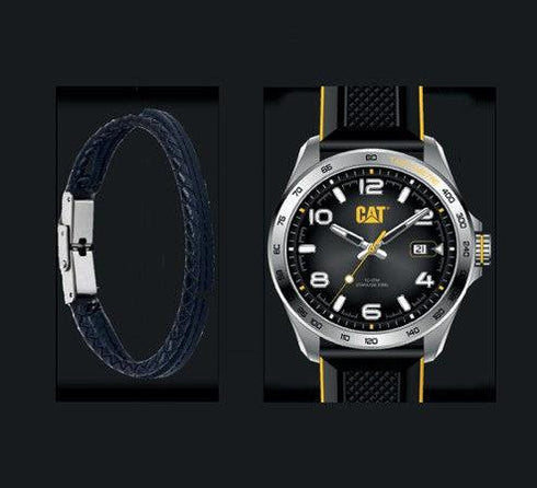 Set de regalo de reloj y pulsera negra