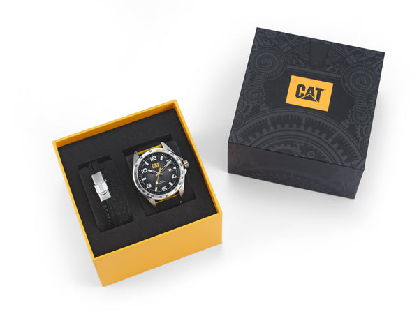 Set de regalo de reloj y pulsera negra