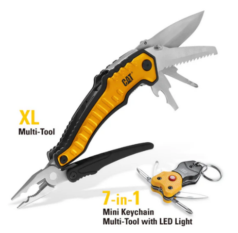 2 Piece XL Multi-Tool and Multi-Tool Key Chain with Light Gift Box