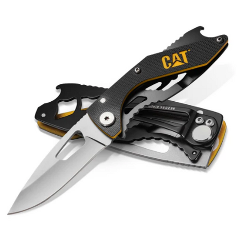6-1/4" Folding Skeleton Knife with Bottle Opener and Polished Blade