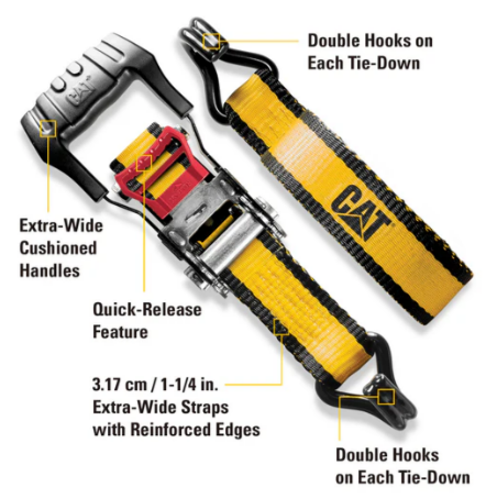 4 Piece 1 1/4 Inch by 12 Foot Ratchet Tie Down Set