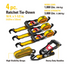 4 Piece Ratchet Tie Down Set with Soft Hooks - 16 Feet x 1-1/2 Inches