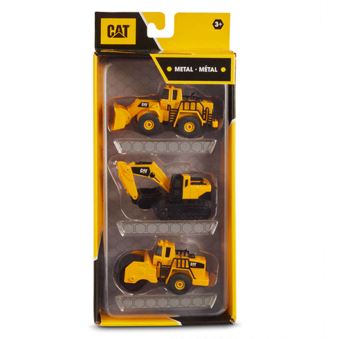 Metal Machines 3 Packs - Wheel Loader, Excavator, Steam Roller