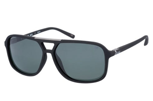 Modern Aviator Sunglasses Black Matte w/Green Lens