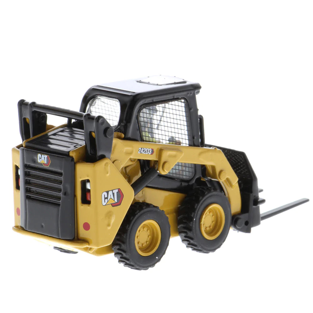 1:50 Cat 242D3 Skid Steer Loader w/General Purpose Bucket, Fork, and  Grapple Bucket