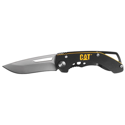 5.5" Drop Point Folding Knife G10 Black w/Yellow Cat Handle