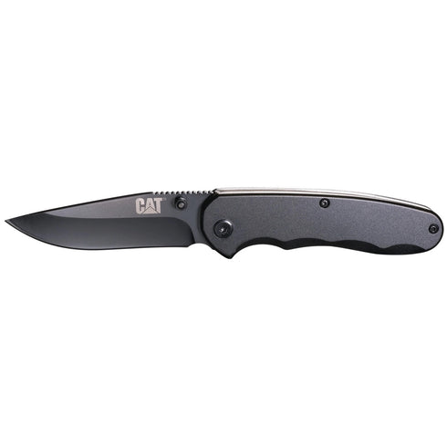 7" Drop Point Folding Knife Black Anodized Handle