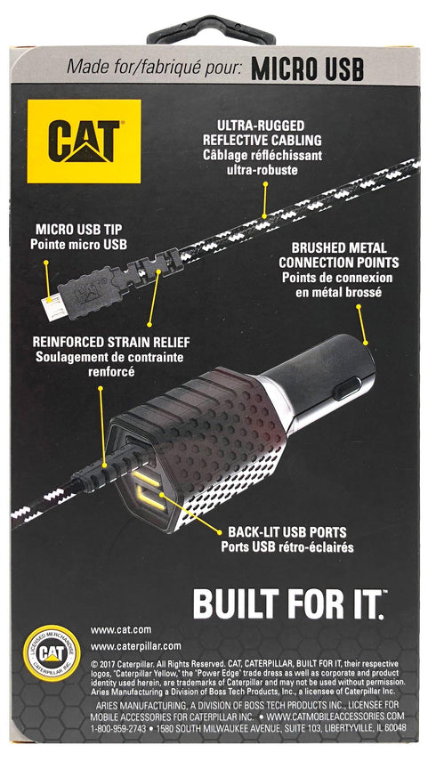 Cargador de vehículo con puerto micro USB de 2 puertos