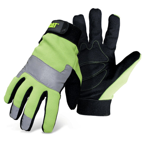 High Visibility Padded Palm Utility Gloves Green