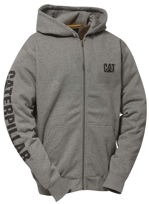 Full Zip Hoodie Banner Sweatshirt Dark Heather Grey