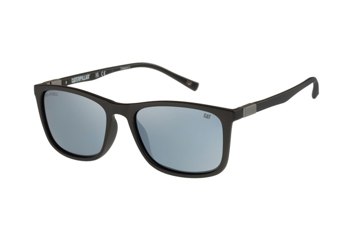 caterpillar Easy Wear Sunglasses Matte Black w/Silver Flash Lens