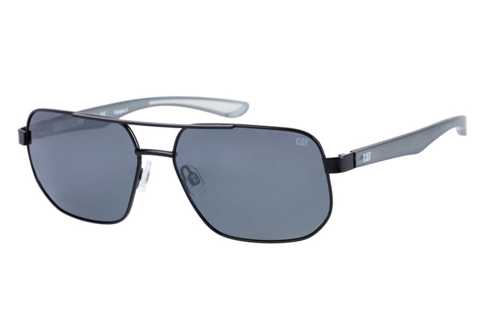 caterpillar Double Bridge Sunglasses Matte Black w/Silver Flash Lens